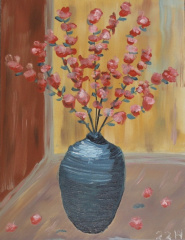 Mandelzweige in der Keramikvase