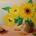 Sonnenblumenstrauß mit Apfelschale