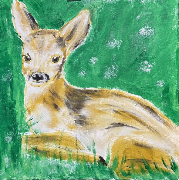 Rehkitz auf der Blumenwiese
