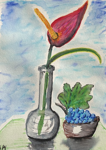 Stilleben mit Flamingoblume & Weintraubenschale.jpg