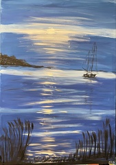 Ankerplatz in der blauen Stunde