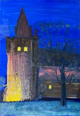 Burg Klempenow zur blauen Stunde