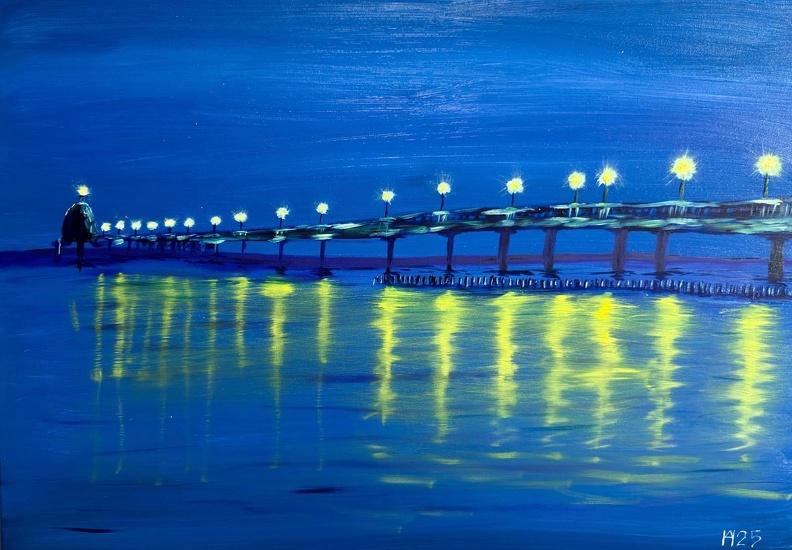 Seebrücke Zingst zur blauen Stunde