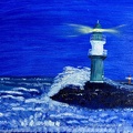 Die Mole von Warnemünde zur blauen Stunde