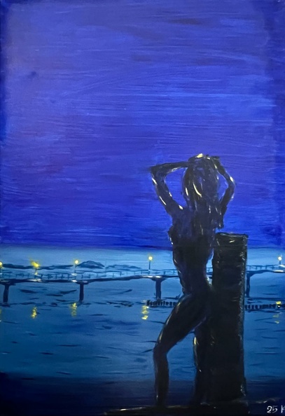 Akt an der  Ostsee zur blauen Stunde 1