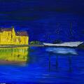 Stralsunder Hafen mit Gorch Fock zur blauen Stunde