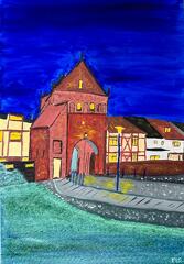 Stadttor von Tribsees zur blauen Stunde