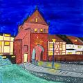Stadttor von Tribsees zur blauen Stunde